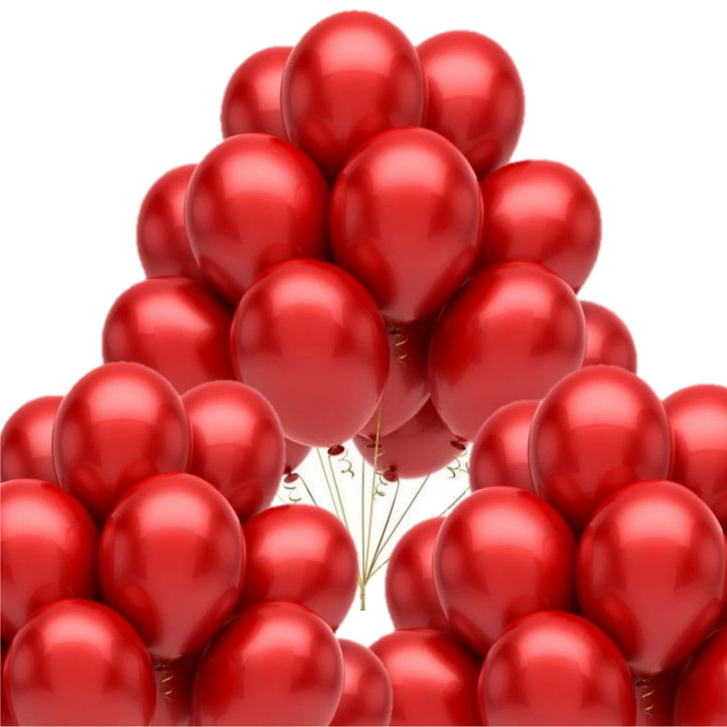 Premium Party Balloons Red 50 Pcs - Metallic Finish Latex Balloons for Birthdays 3