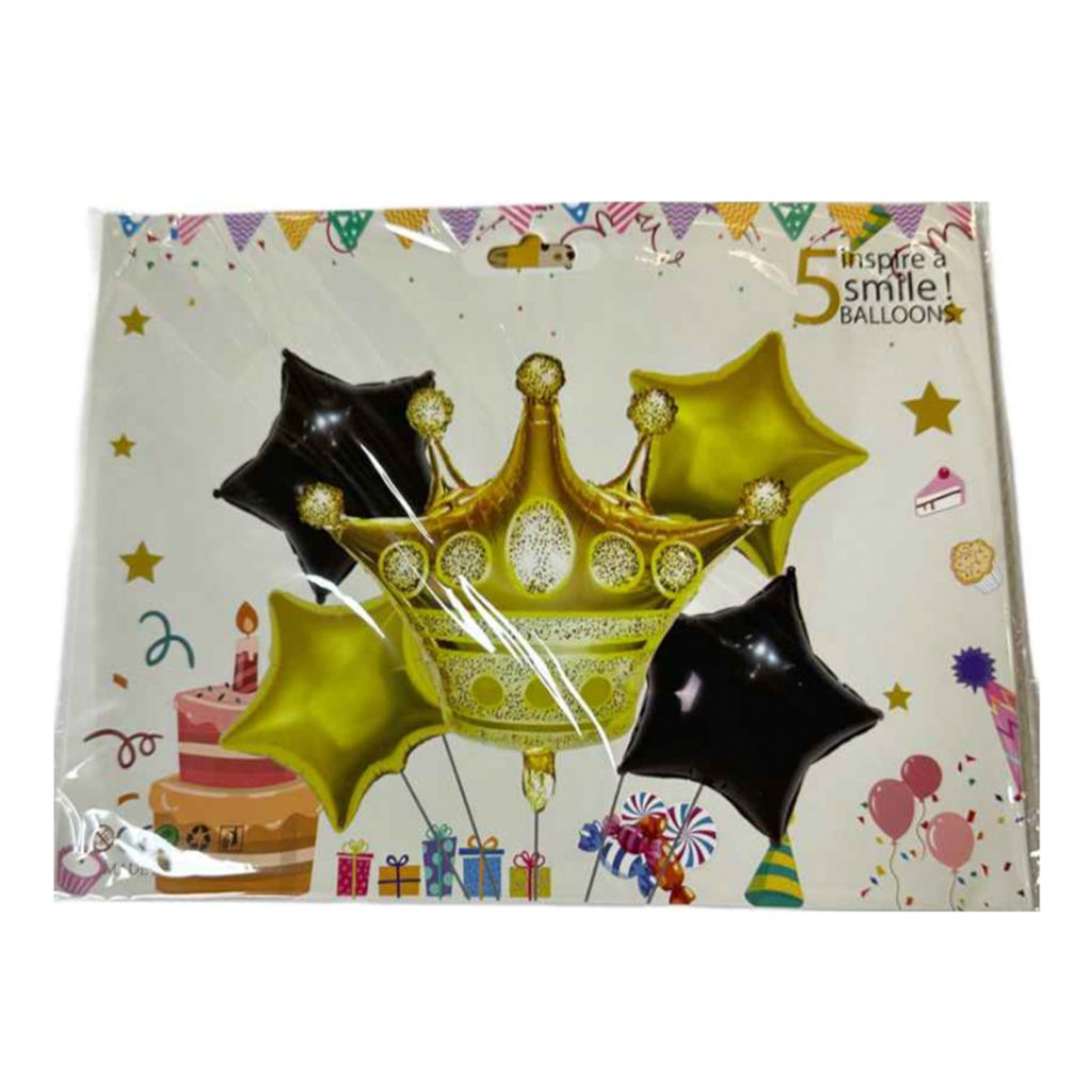 Gold Crown Foil Balloon Set | 5pc Royal Birthday Decor 5
