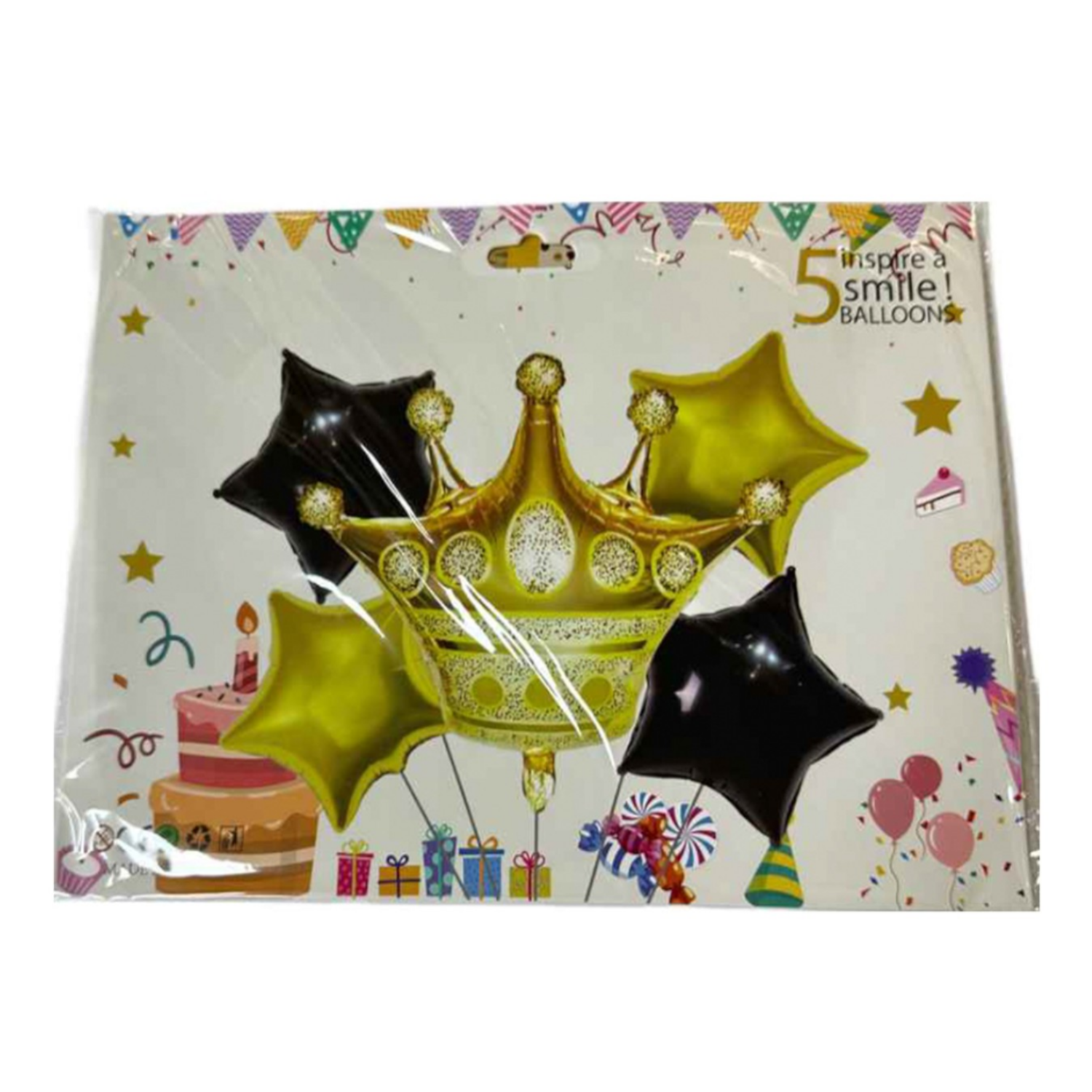 Gold Crown Foil Balloon Set | 5pc Royal Birthday Decor 5