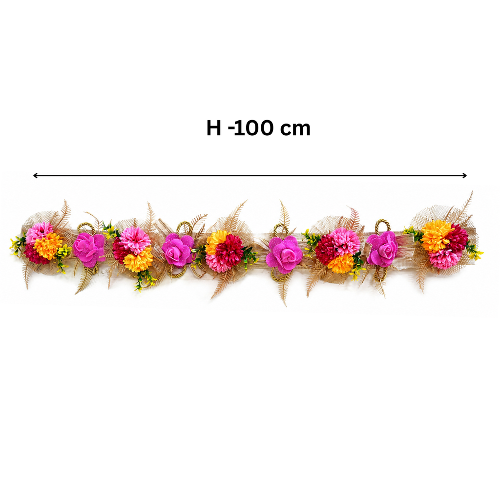 Ethnic Bandhanwar Door Hanging – 100 cm Reusable Floral Toran, Handcrafted Decorative Valance for Festive Decoration, Housewarming, & Main Entrance
