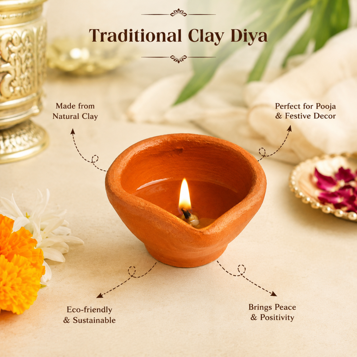 Handmade Natural Clay Diyas (Pack of 12) – 5.5 cm Eco-Friendly Terracotta Oil Lamps for Diwali, Pooja & Home Decor