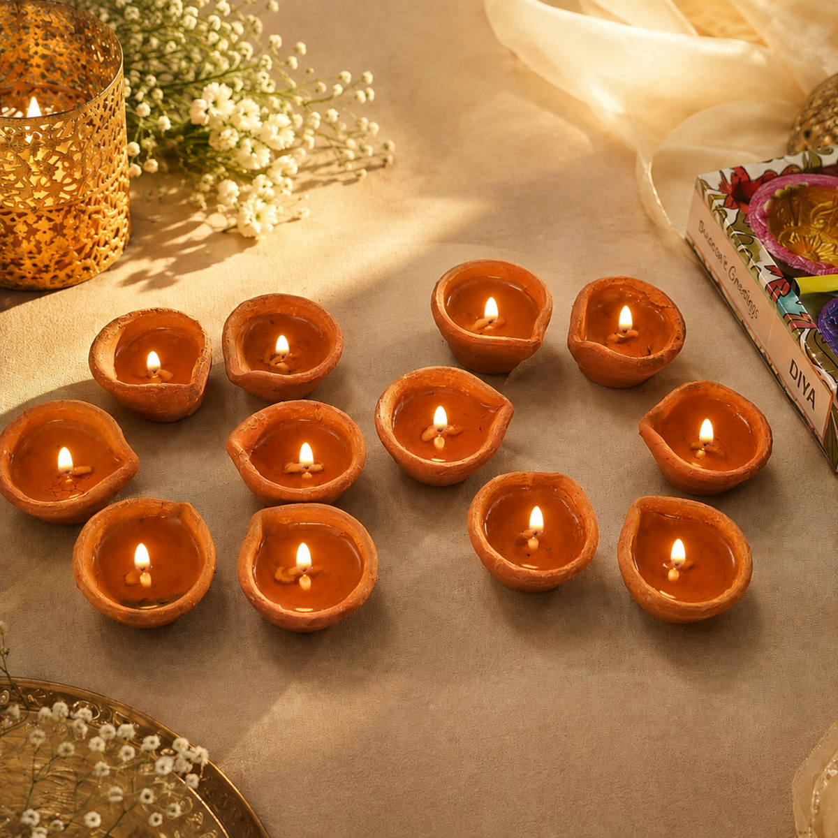 Handmade Natural Clay Diyas (Pack of 12) – 5.5 cm Eco-Friendly Terracotta Oil Lamps for Diwali, Pooja & Home Decor