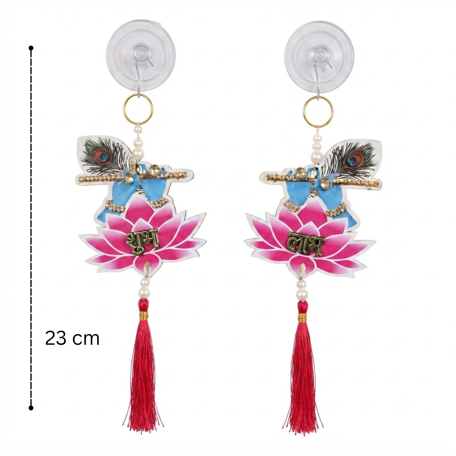 Shubh Labh Decorative Wall Hanging for Home Decor, 23 cm Traditional Toran for Main Entrance Door, Pooja Mandir, Living Room, and Festival Decoration (Set of 2)