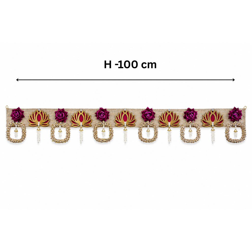 Decorative Toran Door Hanging, 100 cm, Jute with Lotus