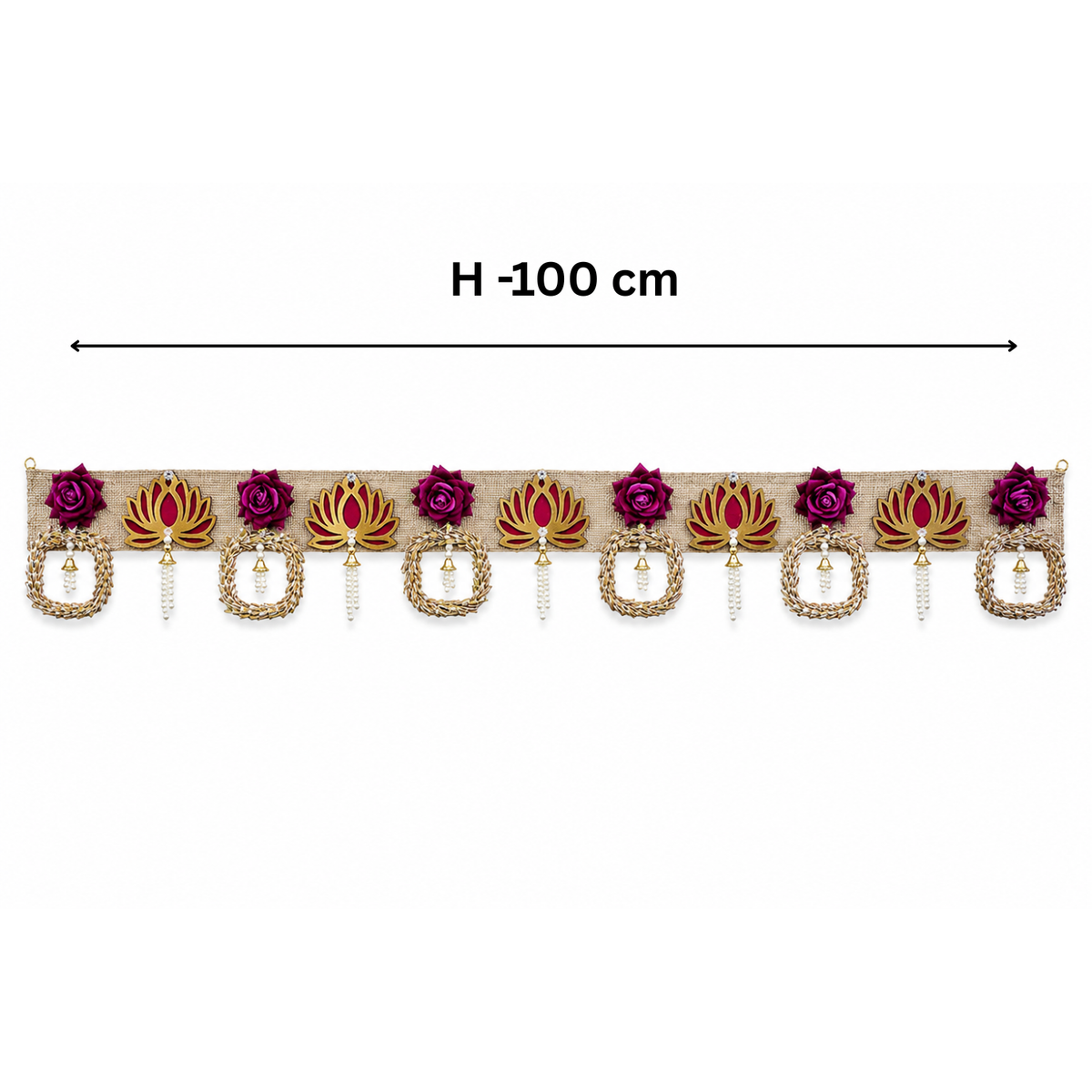 Decorative Toran Door Hanging, 100 cm, Jute with Lotus