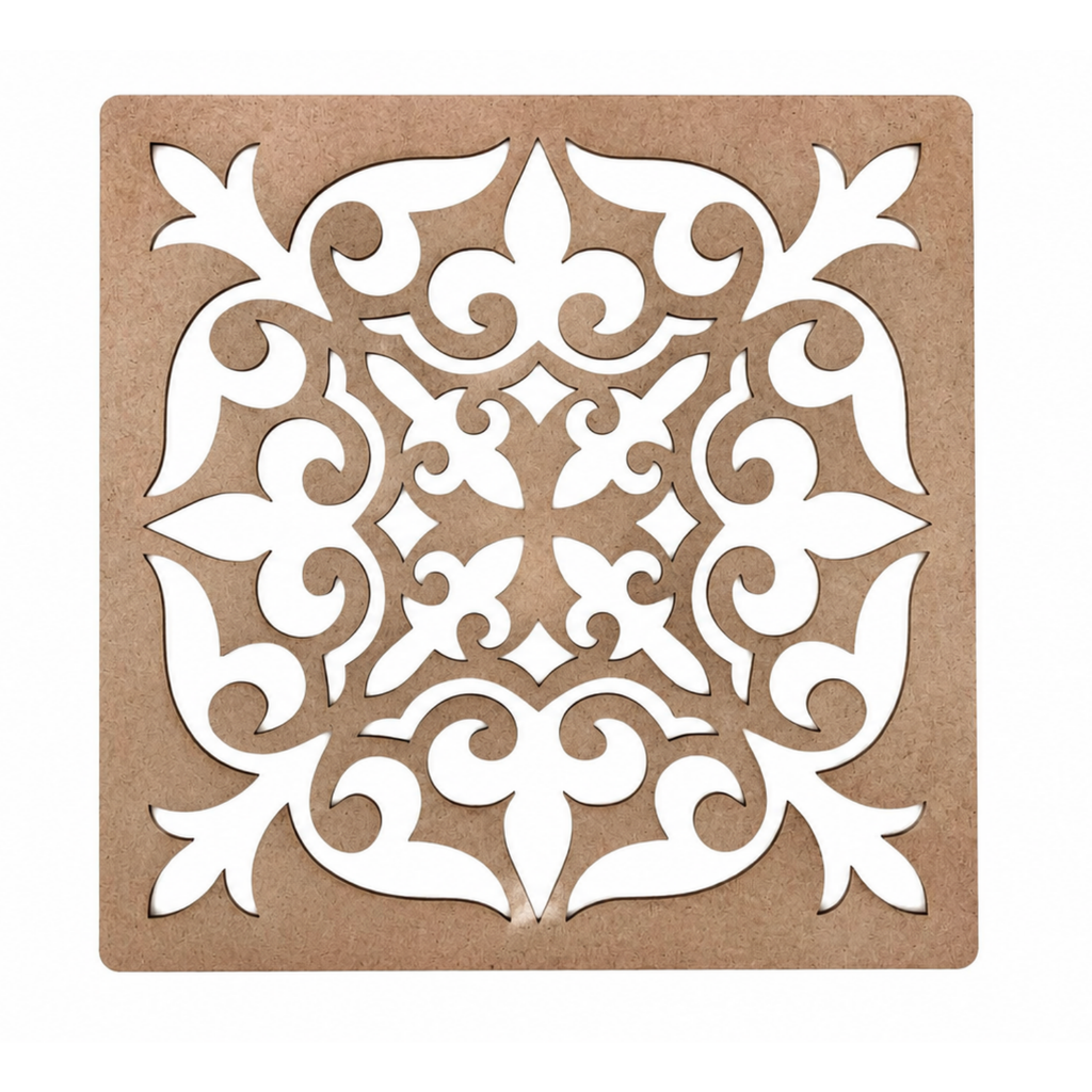 Square Rangoli Stencil – 30 cm Reusable MDF Wooden Cutout Template for Floor Decor & Painting | Intricate Ethnic Design Art Blank for Diwali, Festivals & DIY Home Decoration