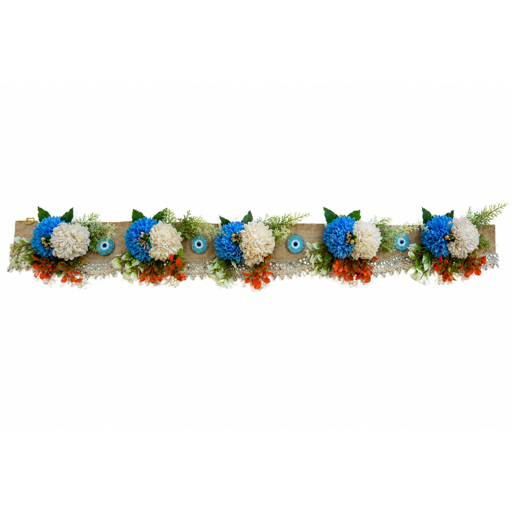 Evil Eye Floral Bandhanwar Door Hanging – 100 cm Reusable Decorative Toran with Traditional Accents, Wedding & Festive Decoration