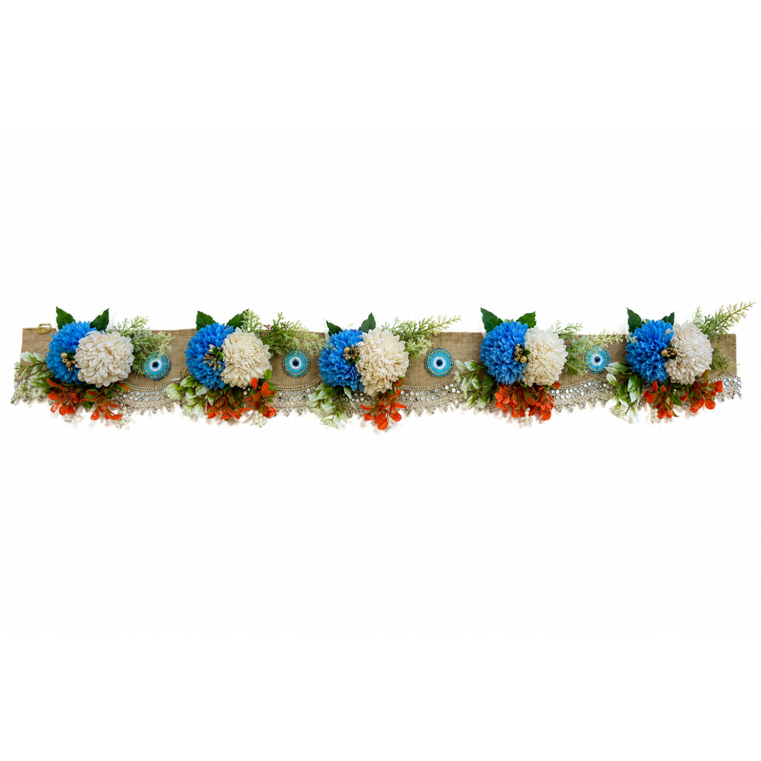 Evil Eye Floral Bandhanwar Door Hanging – 100 cm Reusable Decorative Toran with Traditional Accents, Wedding & Festive Decoration