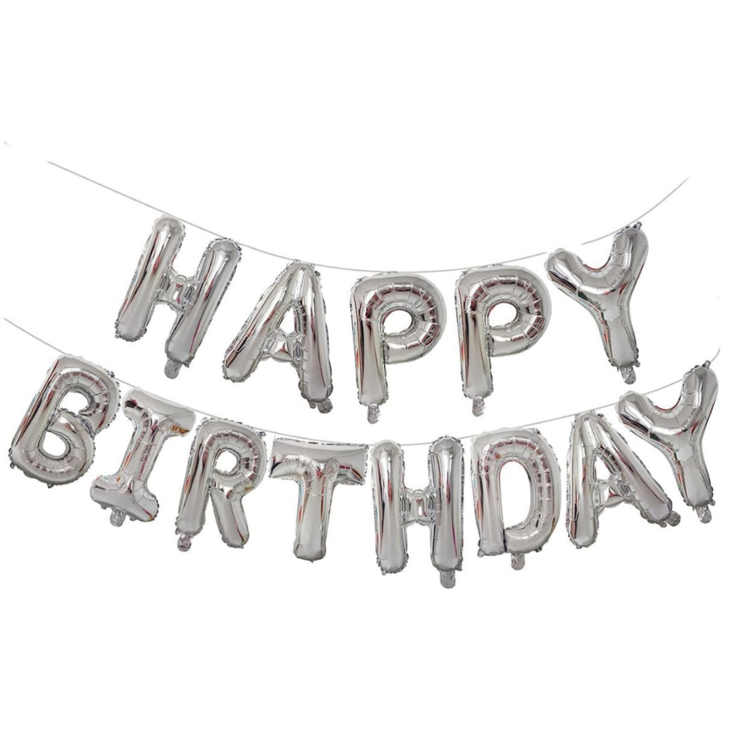 Silver Foil Happy Birthday Balloon Kit - Elegant Metallic Letter Bunting for Birthday Backdrops and Party Decor 1