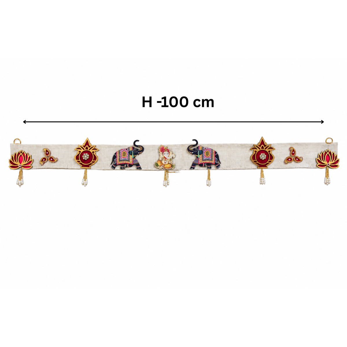 Decorative Door Toran for Entrance – Handcrafted Bandhanwar with Lord Ganesha, Elephant & Lotus Motifs, Toran for Diwali, Pooja Room, Wedding & Home Decor (100 cm)