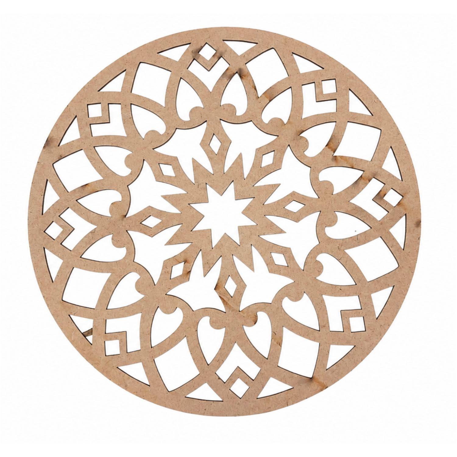 Round Rangoli Stencil – 30 cm Reusable MDF Wooden Cutout Template for Floor Decor & Painting | Intricate Mandala Art Blank for Diwali, Festivals & DIY Home Decoration