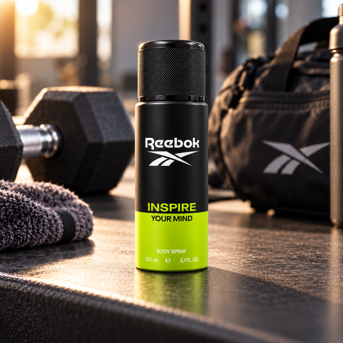 Reebok Inspire Your Mind Deodorant Body Spray for Men (150 ml / 5.1 Fl. Oz.) – Long-Lasting Refreshing Fragrance | Daily & Gym Wear Body Spray
