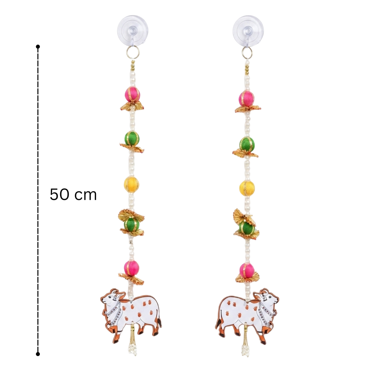 Decorative Cow Design Wall Hanging for Home Decor, 50 cm Traditional Toran for Main Entrance Door, Living Room, Pooja Mandir, and Festive Decoration (Set of 2)