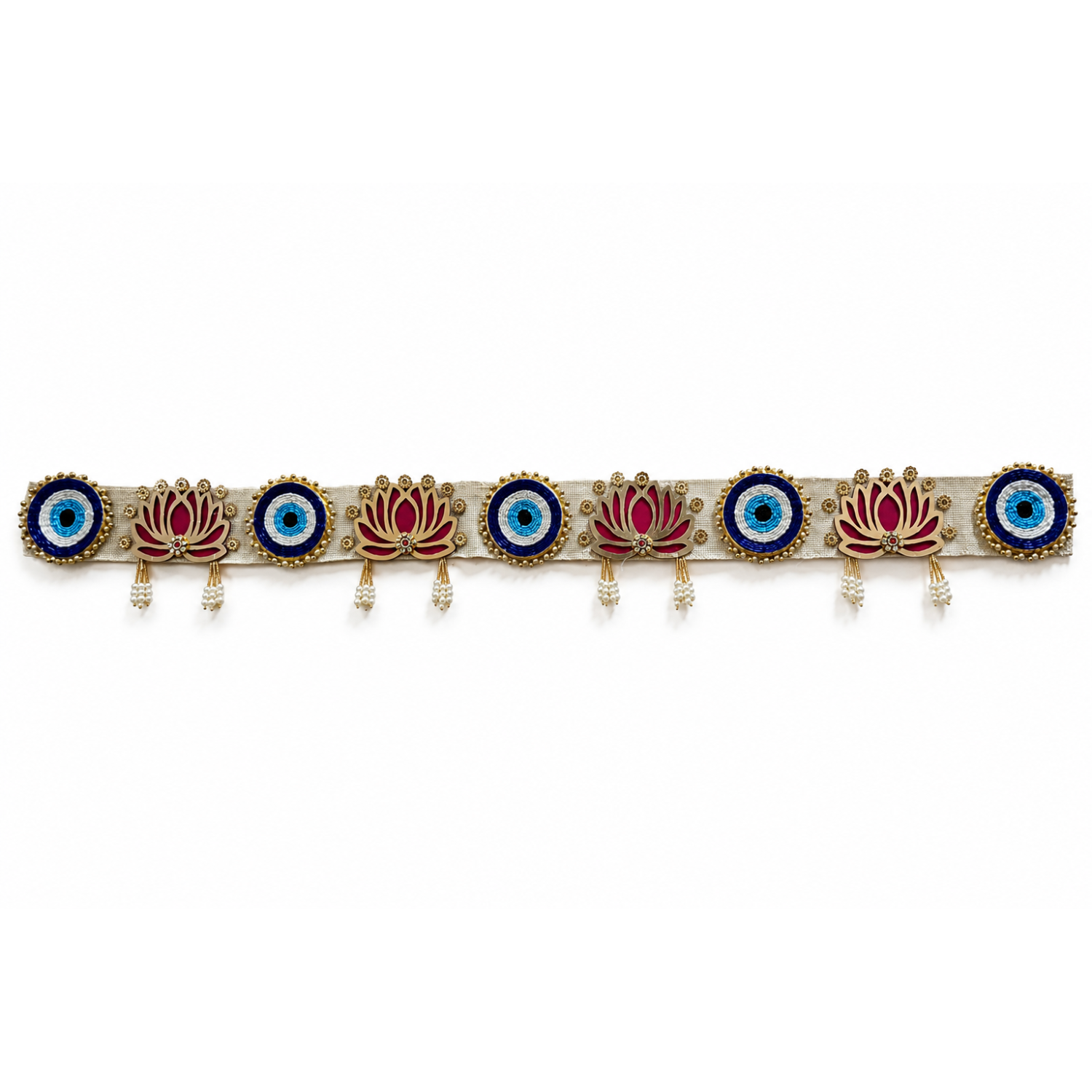 Evil Eye Lotus Bandhanwar Door Hanging – 100 cm Reusable Decorative Toran with Traditional Embellishments, Wedding & Festive Home Decor