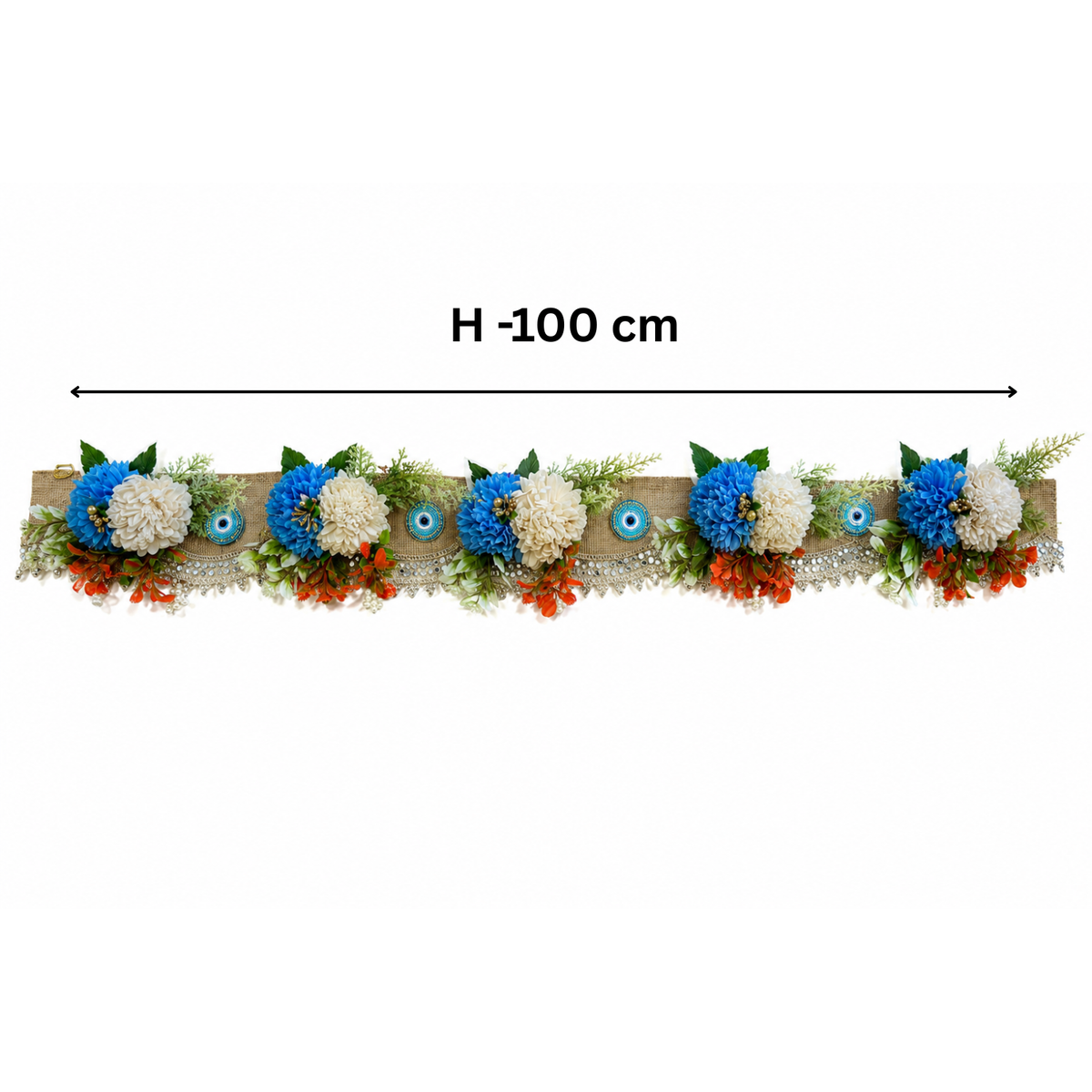 Evil Eye Floral Bandhanwar Door Hanging – 100 cm Reusable Decorative Toran with Traditional Accents, Wedding & Festive Decoration