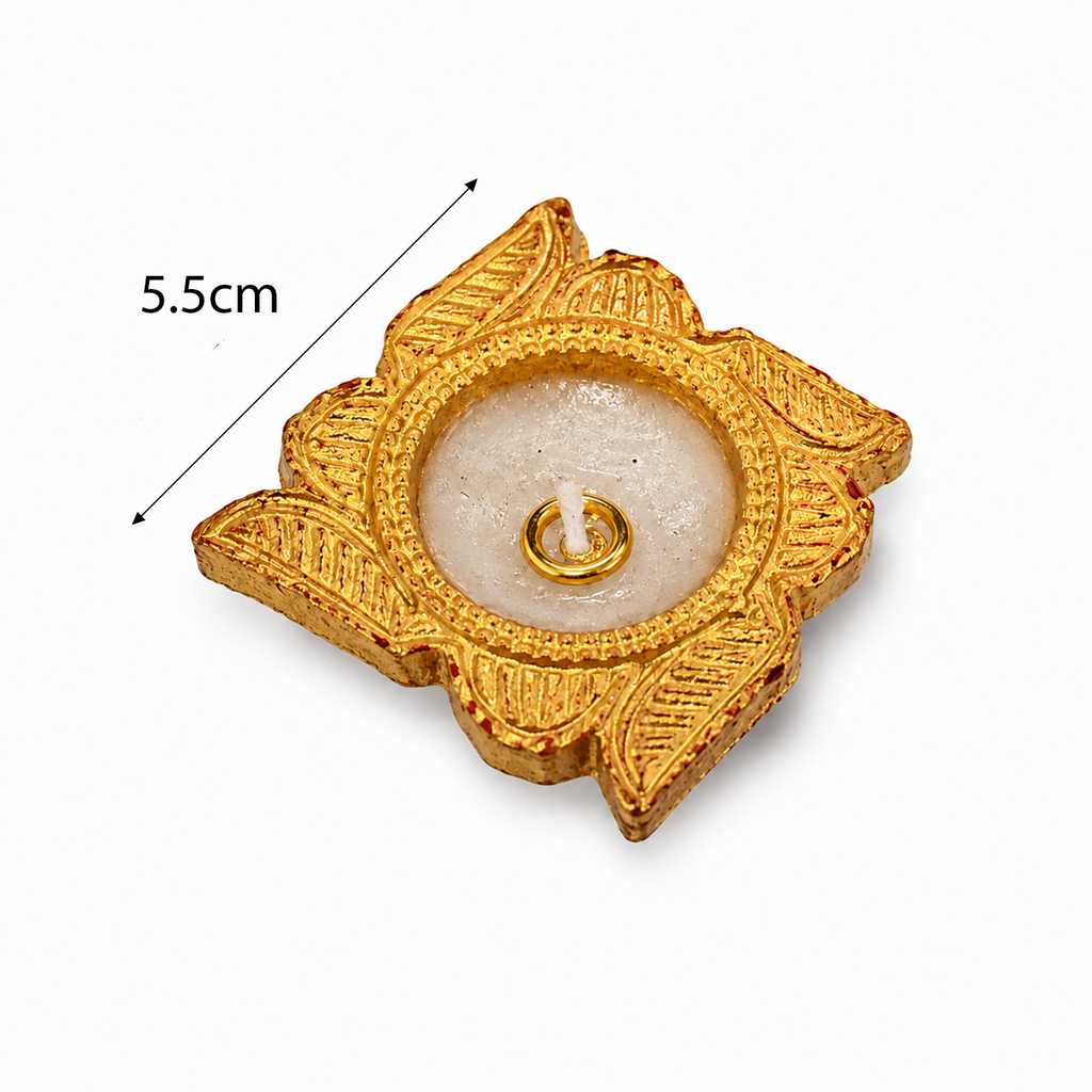 Handcrafted Golden Brass Tea Light Candle Holders (Set of 6) – Decorative Wax DIY Candle Diyas for Diwali, Puja & Festive Decor