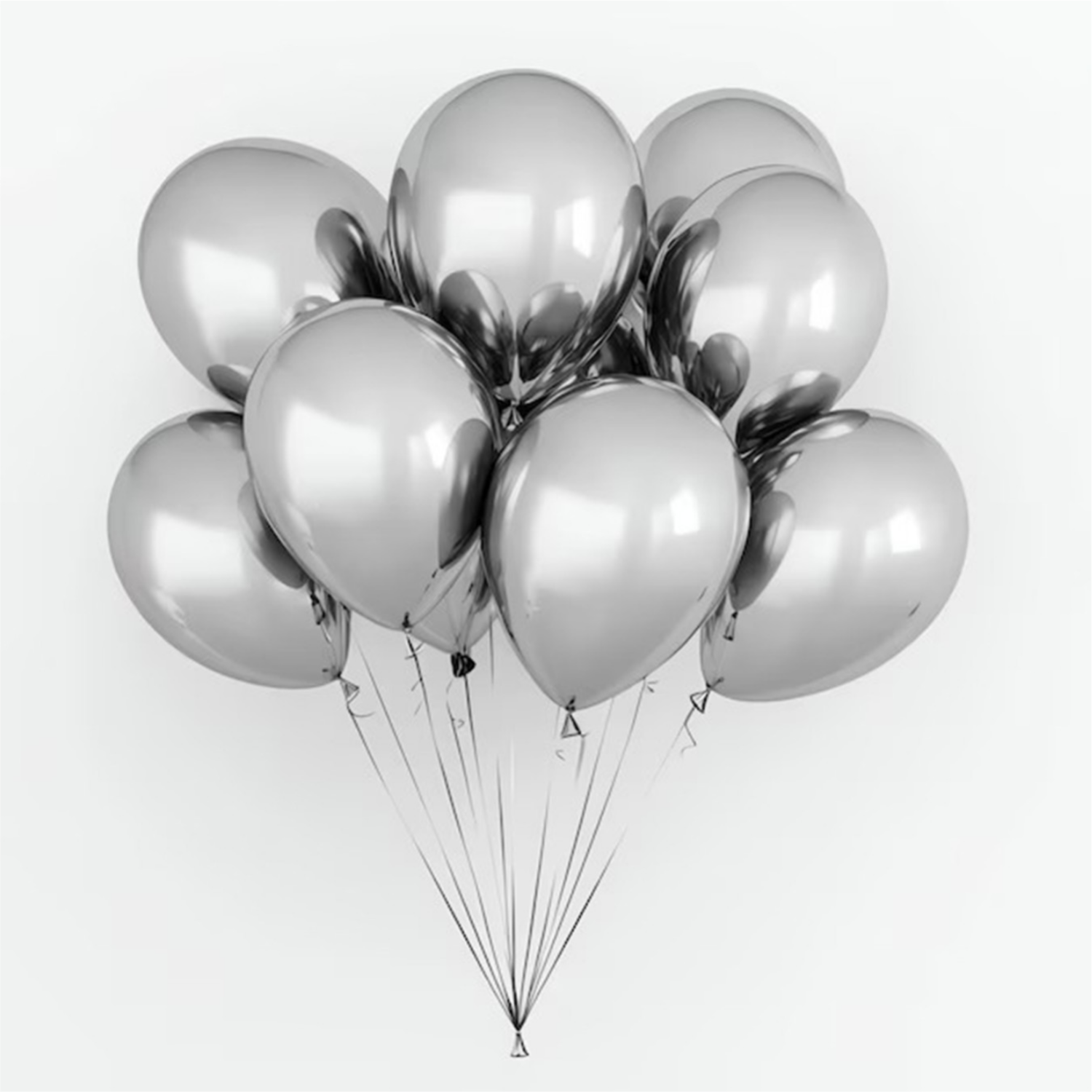 Metallic Chrome Balloons Silver 50 Pcs Set - 12 Inch Shiny Latex Balloons for Birthday, Wedding & Anniversary Decorations - Premium Helium Grade Party Supplies 1