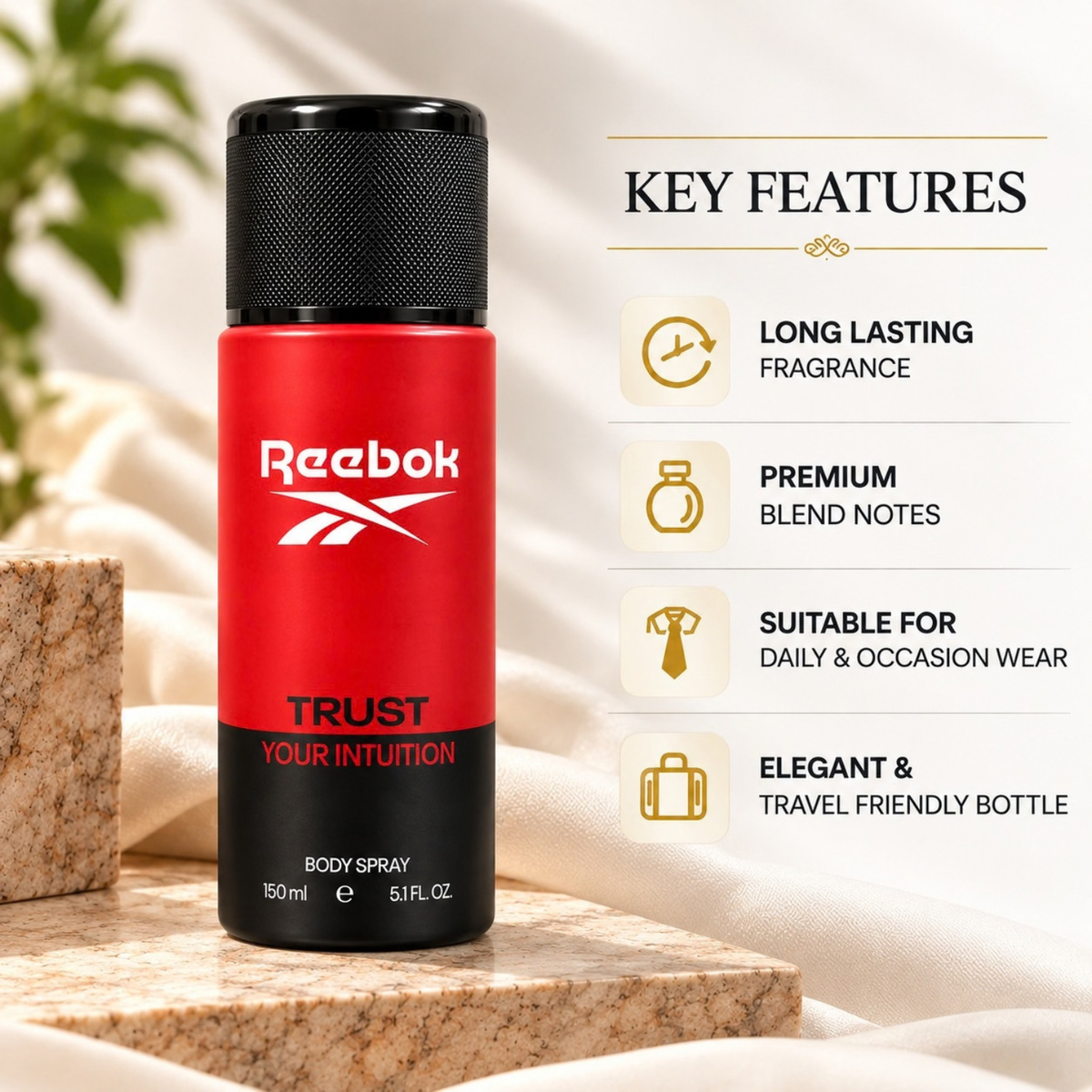 Reebok Trust Your Intuition Body Spray for Men (150ml) – Premium Long-Lasting Deodorant Spray