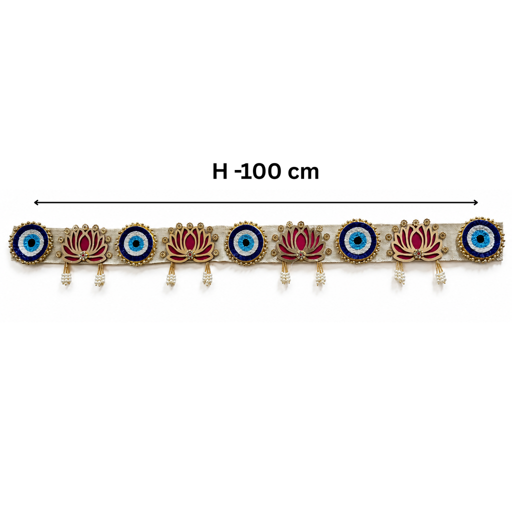 Evil Eye Lotus Bandhanwar Door Hanging – 100 cm Reusable Decorative Toran with Traditional Embellishments, Wedding & Festive Home Decor