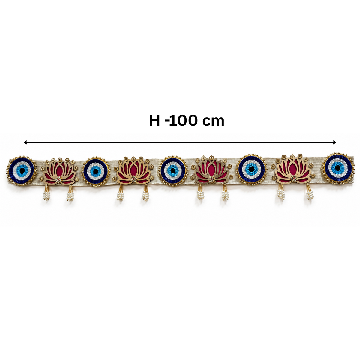 Evil Eye Lotus Bandhanwar Door Hanging – 100 cm Reusable Decorative Toran with Traditional Embellishments, Wedding & Festive Home Decor