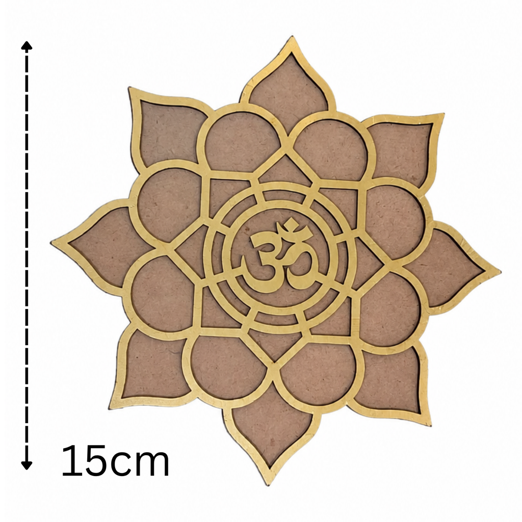 Wooden OM Lotus Wall Art for Home Decor | Sacred Geometry Spiritual Pooja Mandir Decoration Item | Festive Diwali & Meditation Room Accent | Eco-Friendly MDF Hanging Sign