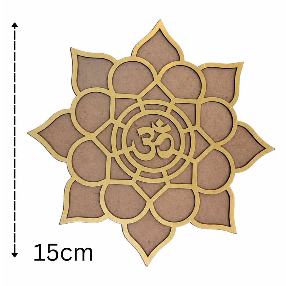 Wooden OM Lotus Wall Art for Home Decor | Sacred Geometry Spiritual Pooja Mandir Decoration Item | Festive Diwali & Meditation Room Accent | Eco-Friendly MDF Hanging Sign