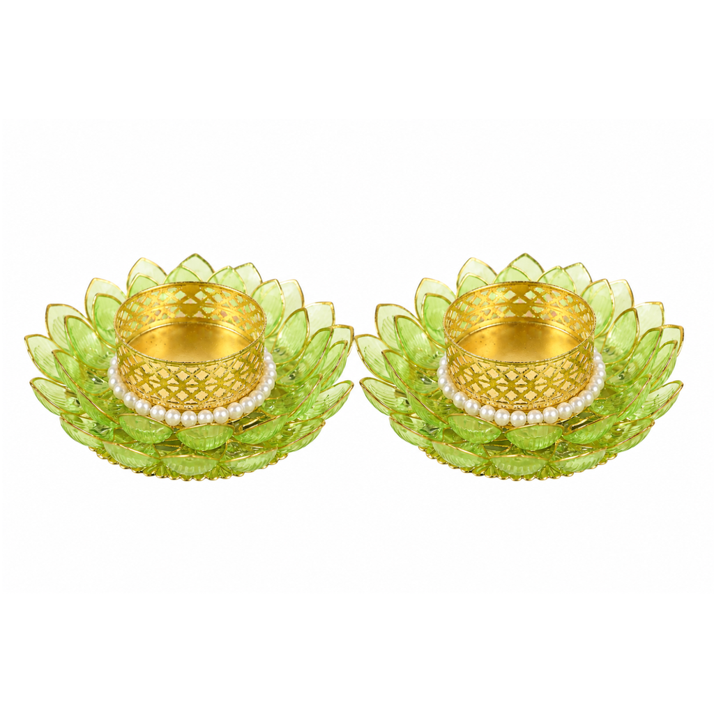 Green Lotus T-light Holder 2