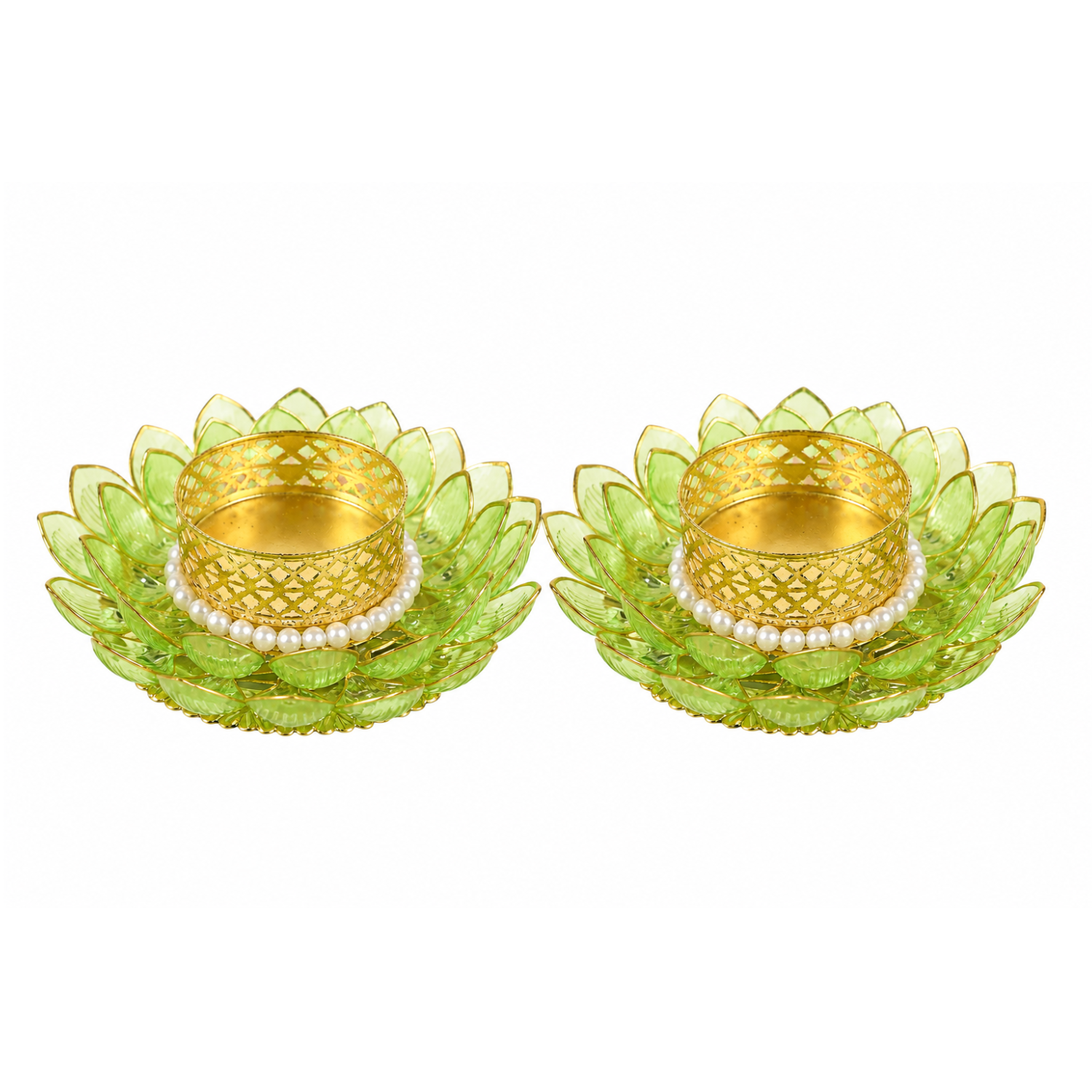 Green Lotus T-light Holder 2