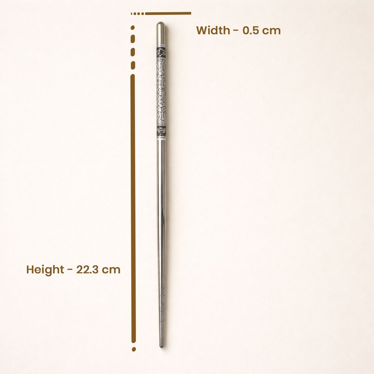 Premium Stainless Steel Chopsticks – Reusable, Eco-Friendly Metal Chopsticks with Decorative Anti-Slip Design – Lightweight & Comfortable Grip for Sushi, Ramen & Noodles (Pack of 5 Pairs, 22.3 cm)
