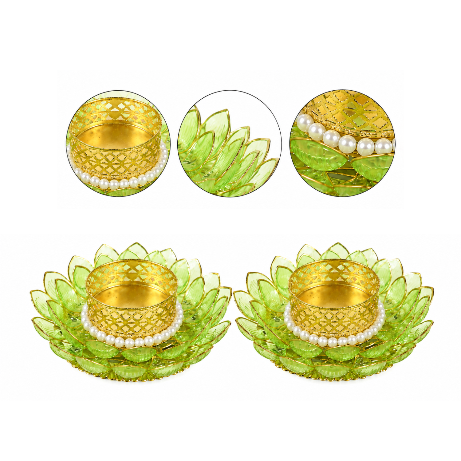 Green Lotus T-light Holder 3