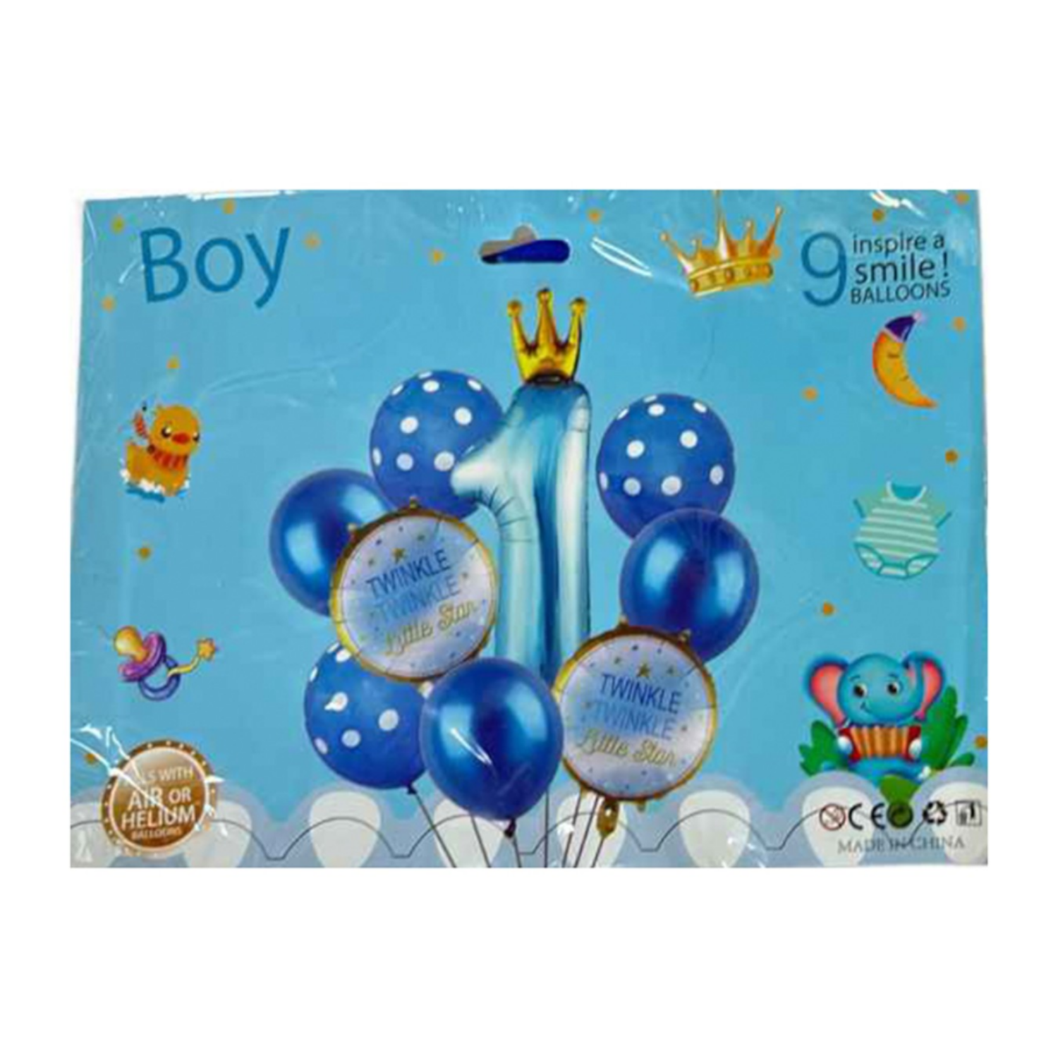 Blue Twinkle Twinkle Little Star 1st Birthday Boy Decor Kit Pack of 9
