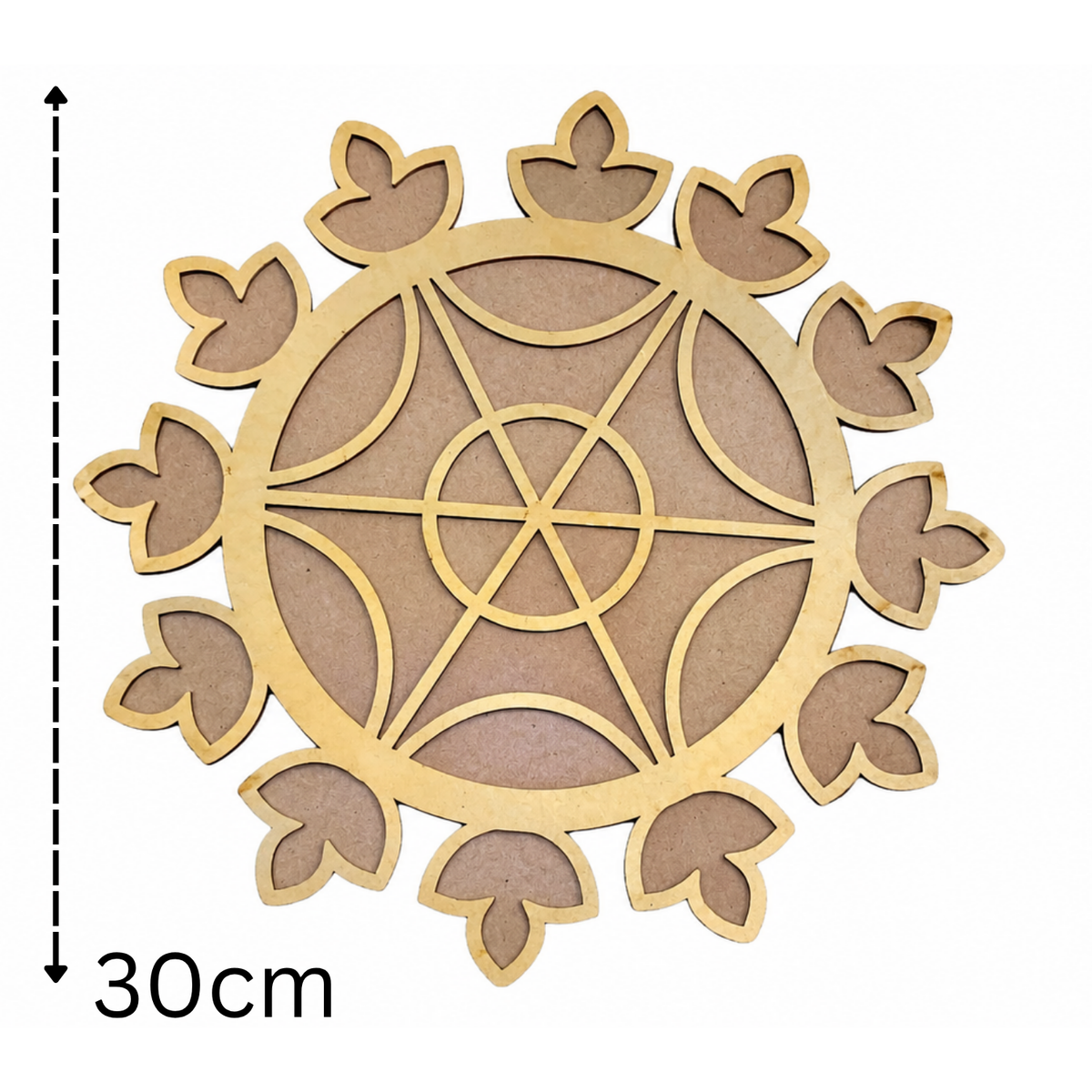 Wooden Rangoli Stencil for Floor Decoration | 30cm Large MDF Mandala Template Board for Diwali, Pooja Mandir, Home Entrance & Festive Craft Art