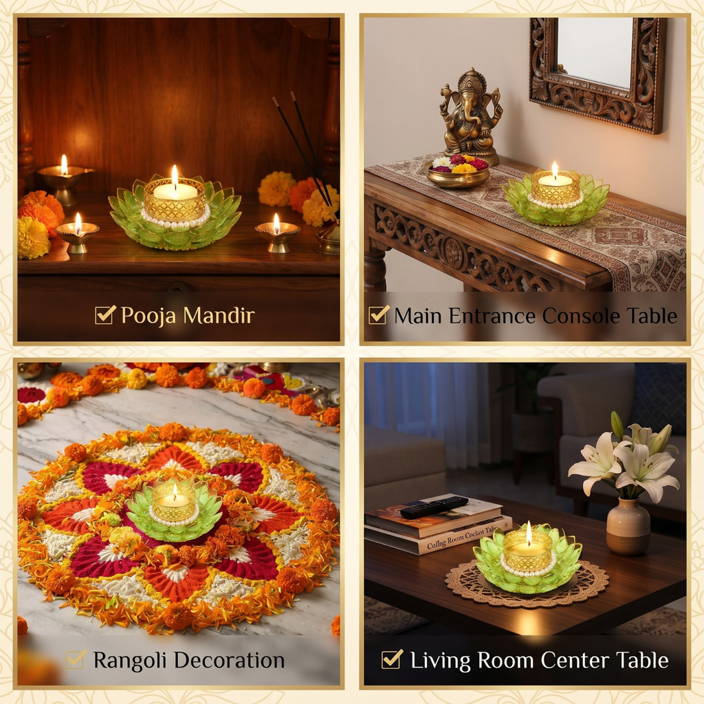 Green Lotus T-light Holder 5