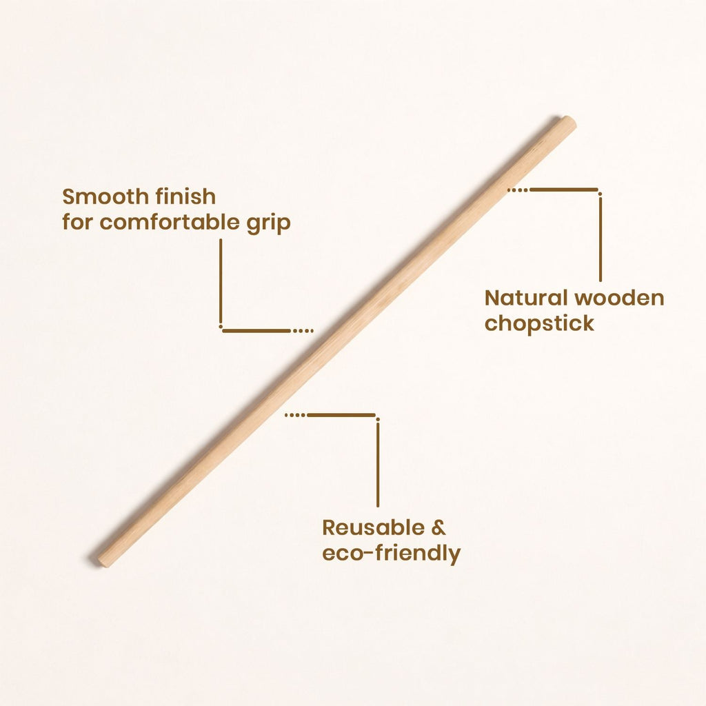 Natural Wooden Chopsticks - Reusable & Eco-Friendly Kitchen Utensils for Sushi, Ramen, and Noodles - Smooth Finish, Comfortable Grip (Pack of 5 Pairs, 24 cm)