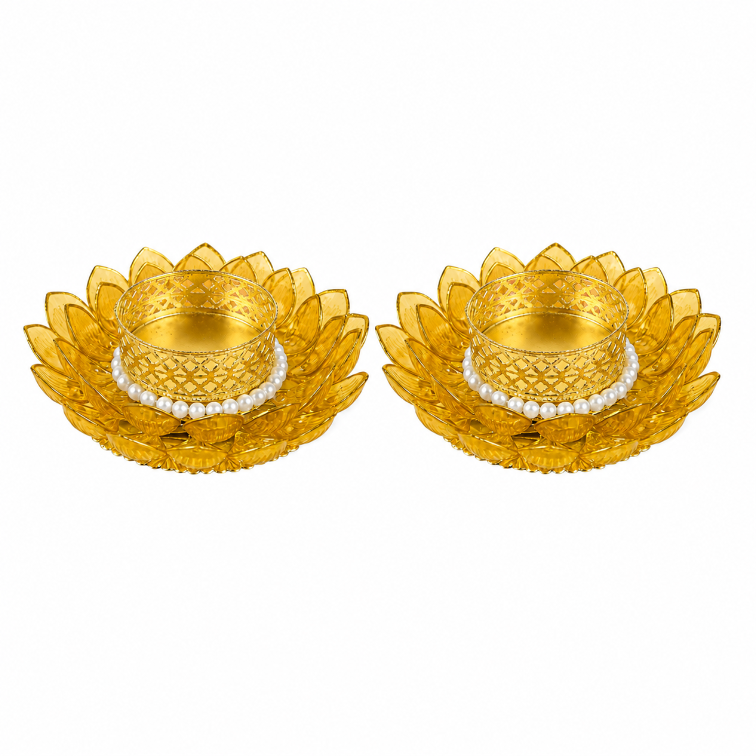 Yellow Lotus T-light Holder 2