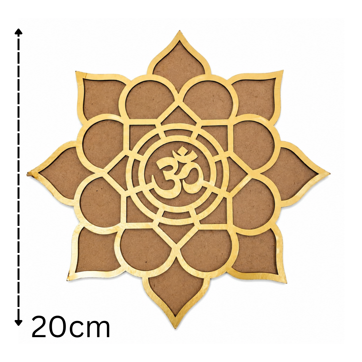 Lotus Om MDF Wall Decor – 20 cm Intricate Spiritual Laser Cut Artwork for Pooja Room, Living Room, Yoga Space & Meditation Decor | DIY Paintable Wooden Hanging Accent for Home & Festival Gifting