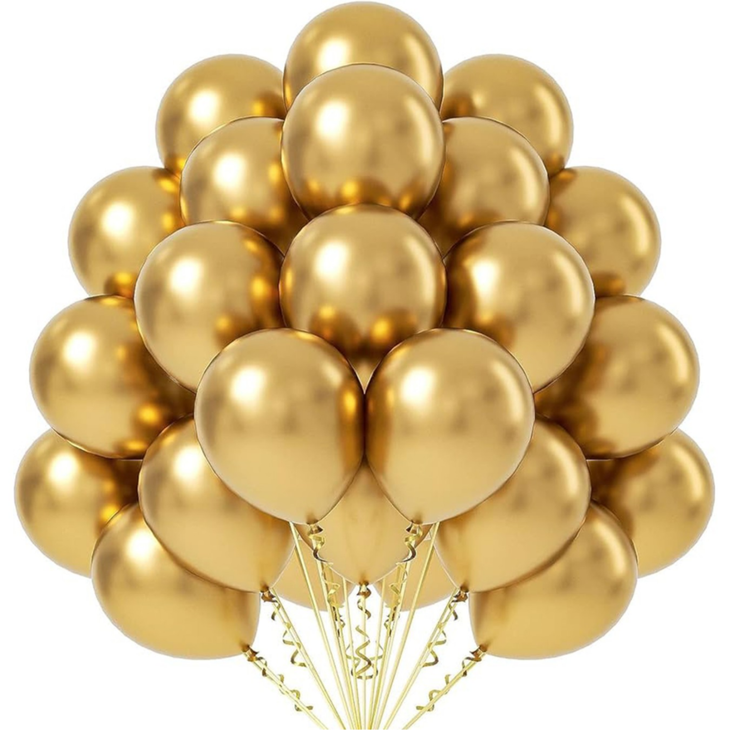 Metallic Chrome Balloons Golden 50 Pcs Shiny Latex Balloons for Birthday, Anniversary & Wedding Decorations - Premium Helium Grade Party Supplies 1