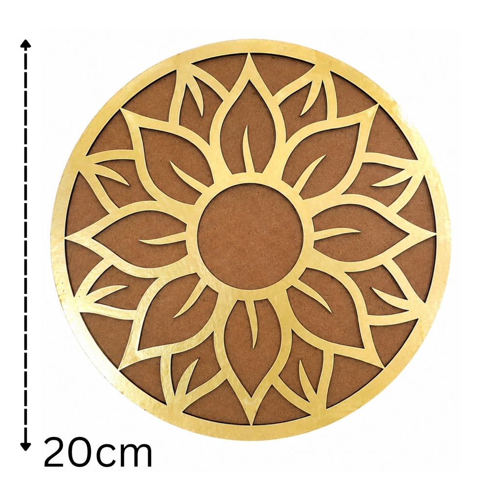 Flower Design Rangoli Mat – 20 cm Round Wooden MDF Decorative Centerpiece for Pooja Room, Dining Table & Festival Gifting | DIY Paintable Protective Surface Accent for Diwali & Home Decor