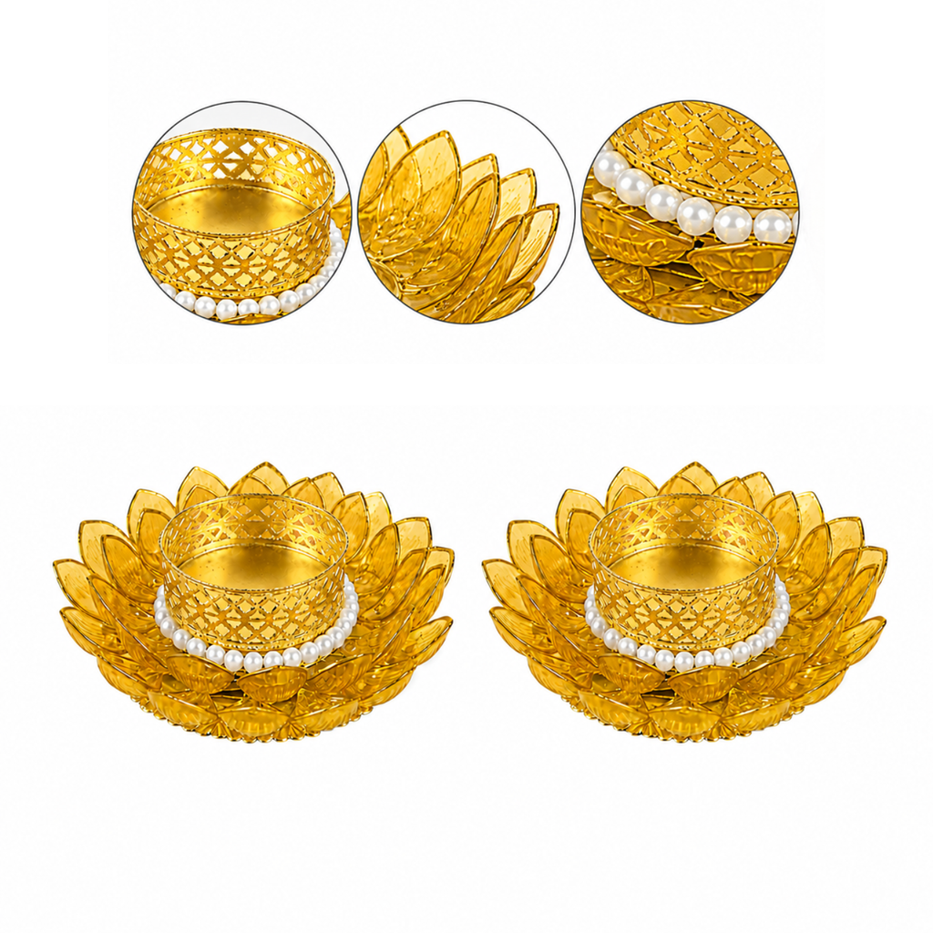 Yellow Lotus T-light Holder 3