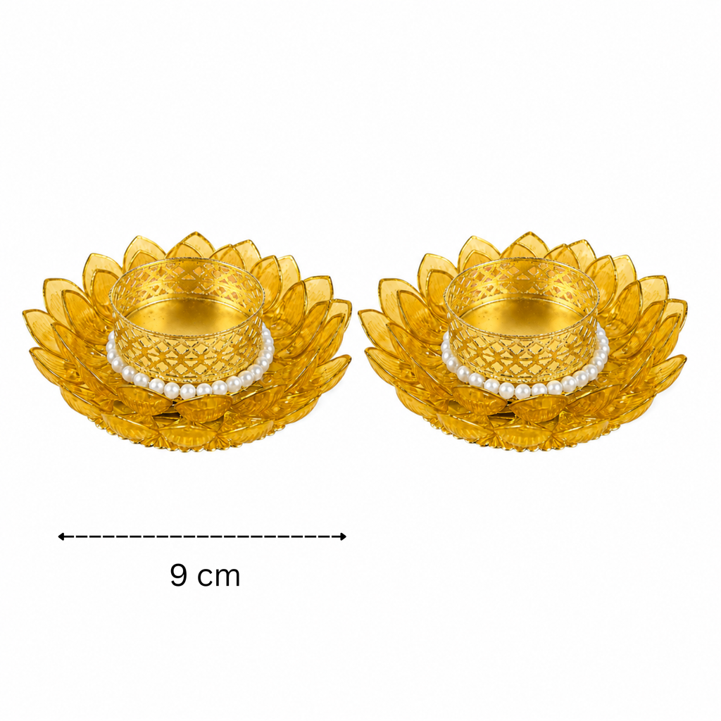 Yellow Lotus T-light Holder 4