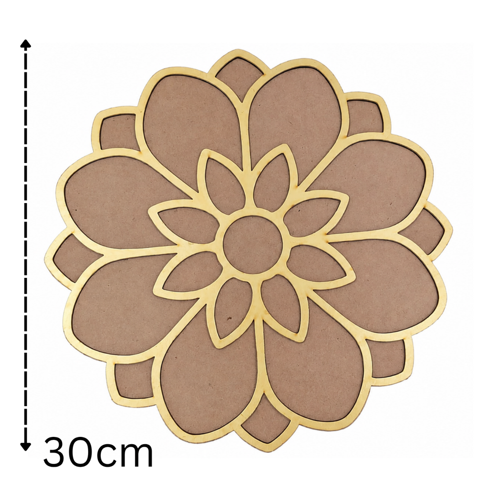 DIY Flower Rangoli Stencil – 30 cm Reusable Wooden MDF Floral Template for Floor & Table Decor | Easy Paintable Festive Art Accent for Diwali, Parties & Home Decoration
