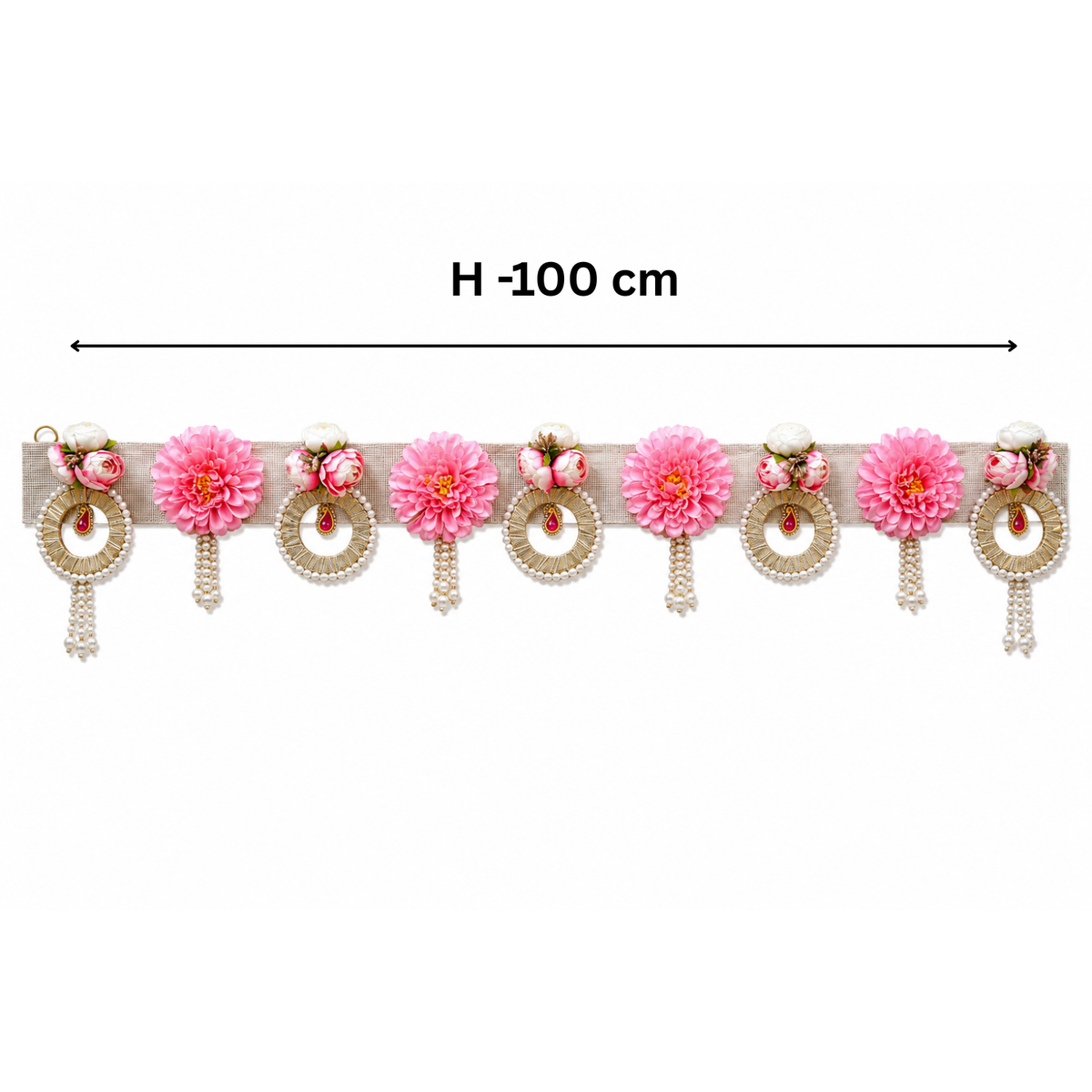 Handmade Decorative Door Toran for Main Entrance - 100 cm Floral Bandhanwar with Pearl Accents for Pooja Room & Festive Home Decor