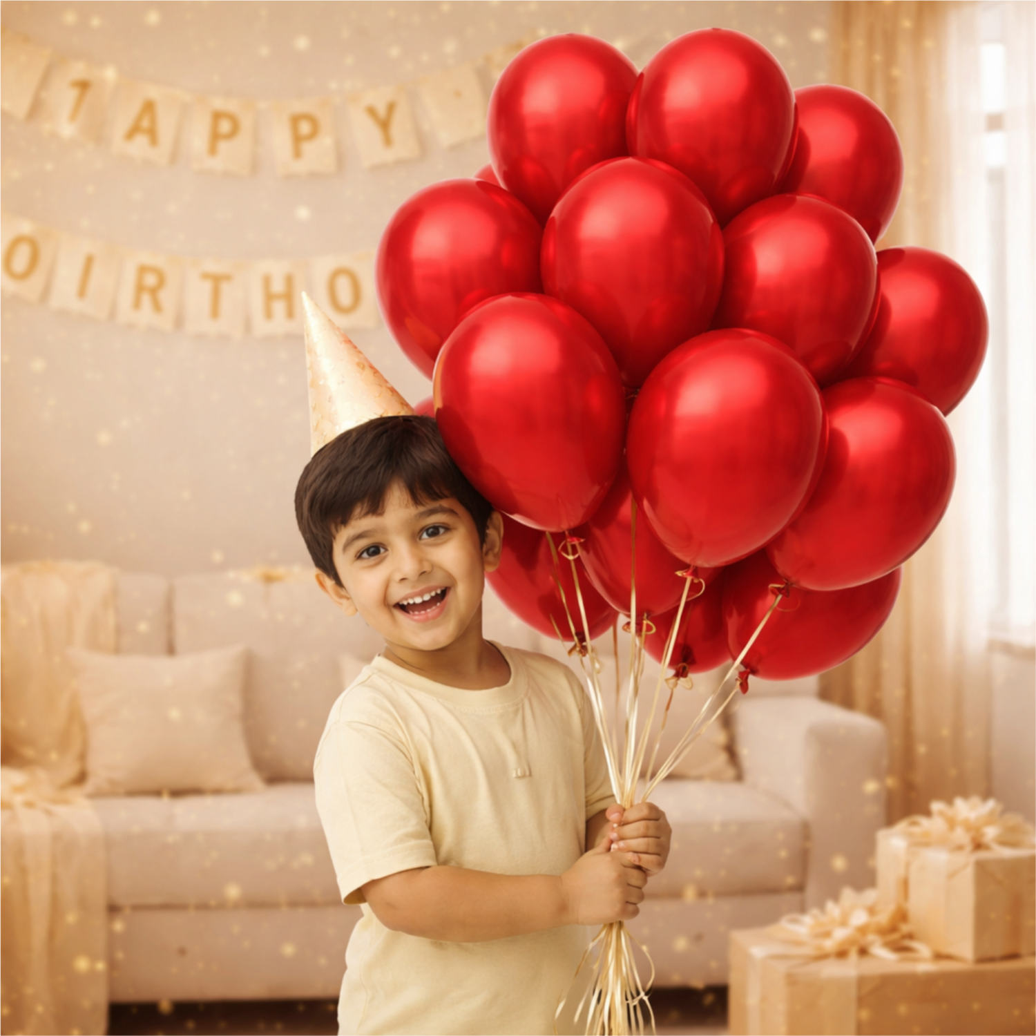 Premium Party Balloons Red 50 Pcs - Metallic Finish Latex Balloons for Birthdays 2
