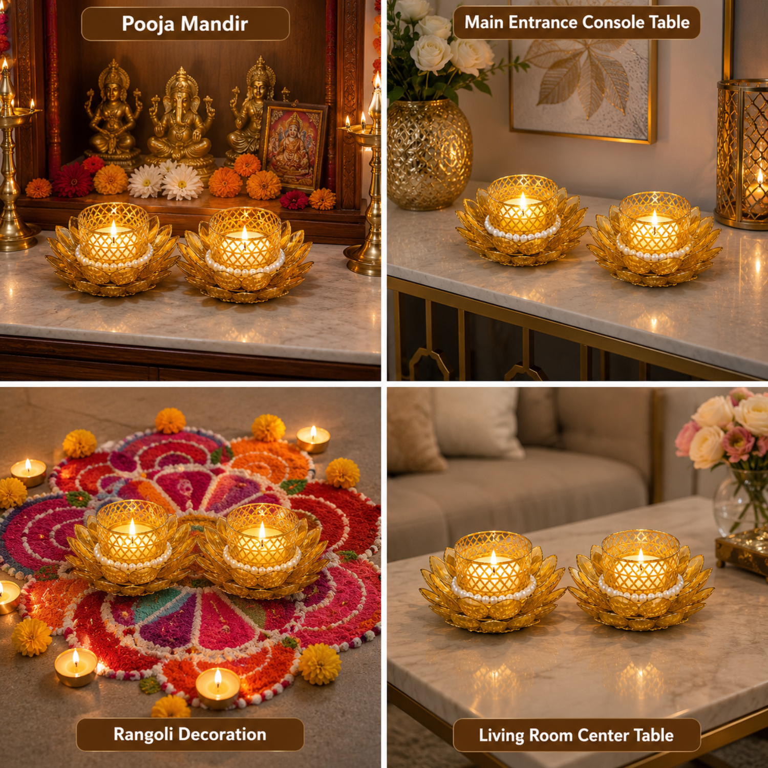 Yellow Lotus T-light Holder 5
