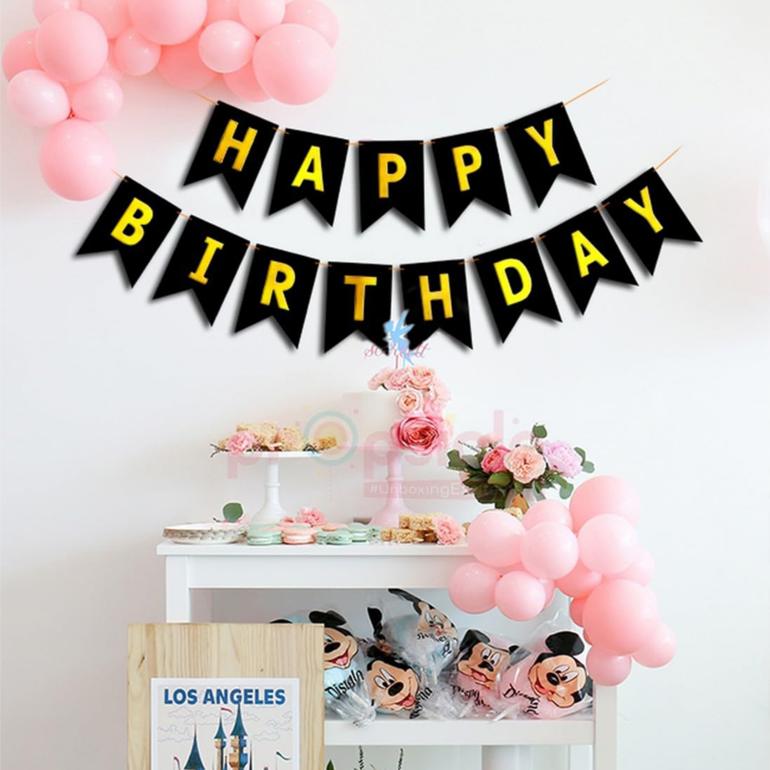 Premium Black and Gold Happy Birthday Banner – Classic Cardstock Pennant Bunting for Boys, Girls & Adults Birthday Party Decorations Pack of 5 2