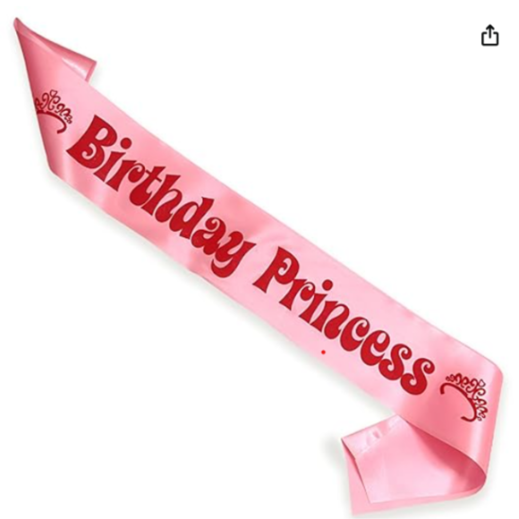 Elegant Sincere Satin 'Birthday Princess' Sash for Girls' Birthday Parties – Pink, Sparkling, & Gift-Ready Pack of 5 (1)