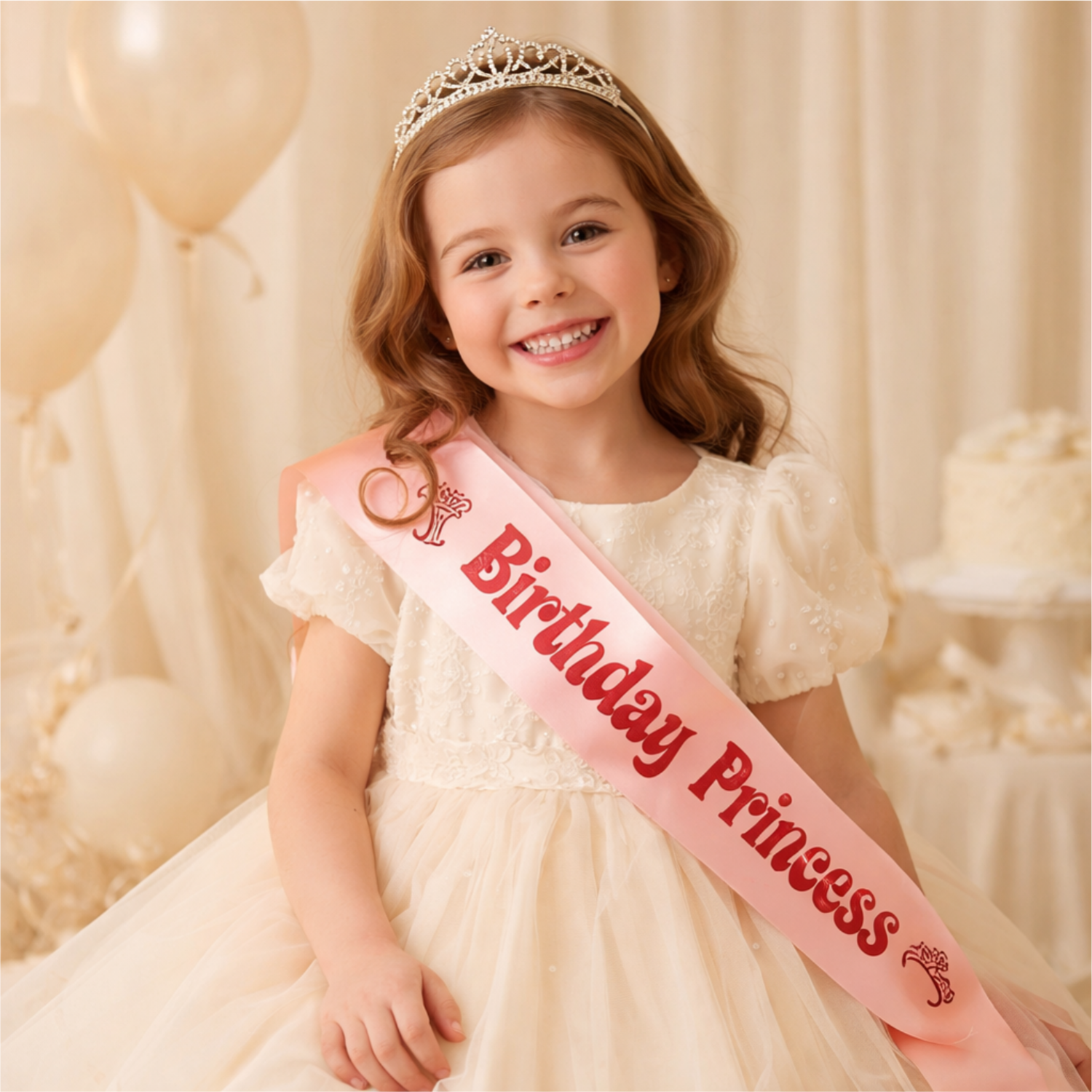 Elegant Sincere Satin 'Birthday Princess' Sash for Girls' Birthday Parties – Pink, Sparkling, & Gift-Ready Pack of 5 (2)