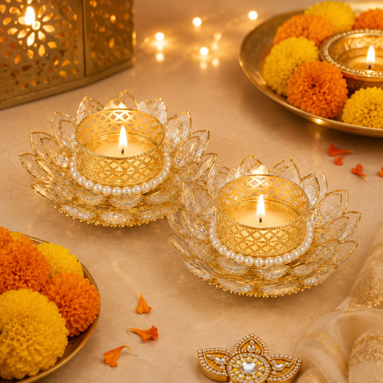 White Lotus T-light Holder 