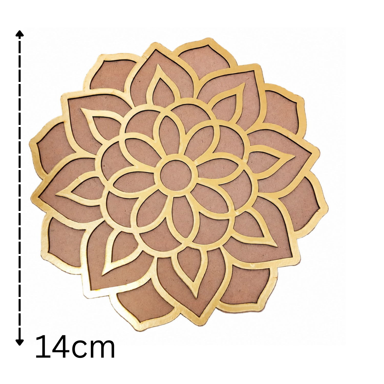Lotus Rangoli Stencil – 14 cm Round MDF Wooden Cutout Template for Floor Decor, Painting & DIY Craft | Intricate Mandala Art Blank for Diwali, Pooja & Festive Home Decoration