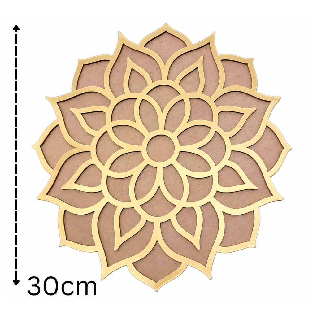 Lotus Rangoli Stencil – 30 cm Round MDF Wooden Cutout Template for Floor Decor, Painting & DIY Craft | Intricate Mandala Art Blank for Diwali, Pooja & Festive Home Decoration